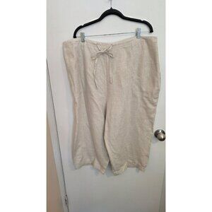 Units Capris Linen Womens 3x Beige Pockets Drawstring Wide Leg Beach Cruise